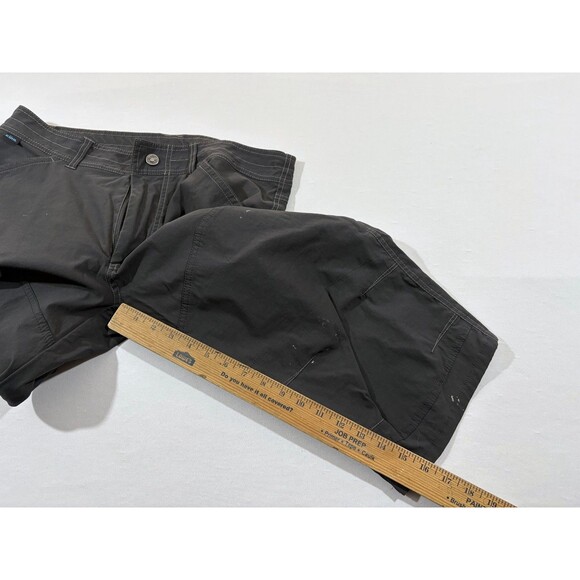 KUHL Charcoal Gray Cargo Carpenter Pockets Hiking Shorts Mens Nylon Sz 34 FLAWS - Picture 7 of 12